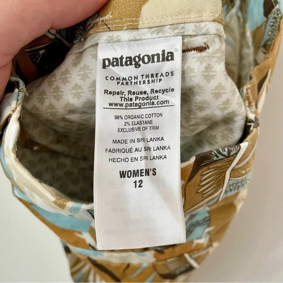 Patagonia Women's Tropical Print Shorts - Brown, Blue, Cream - Picture 6 of 7